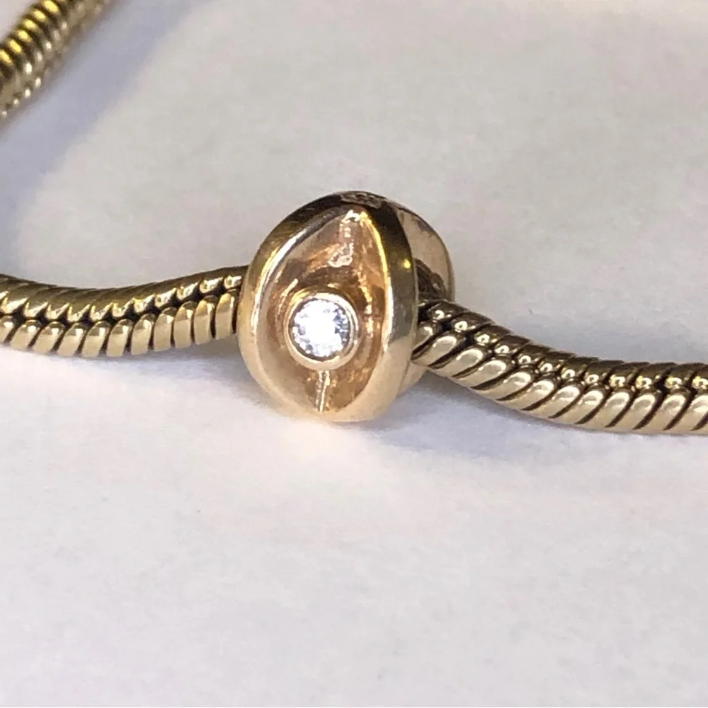 Retired Pandora Solid 14k CZ Eye Charm 585 Ale - Picture 4 of 10